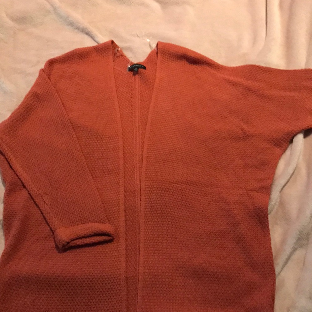 Deep salmon colored cardigan